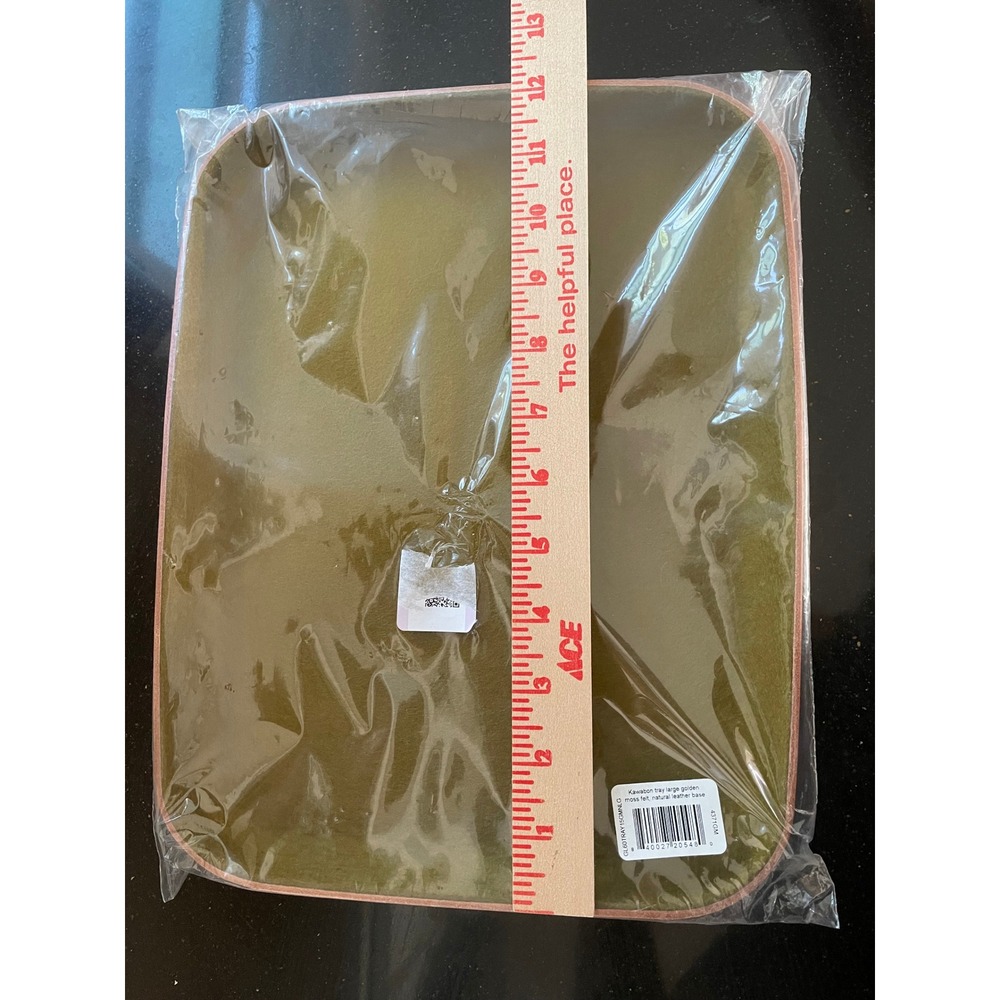 Graf Lanz Kawabon Tray Large Golden Moss Felt Natural Leather Base New - Picture 3 of 5